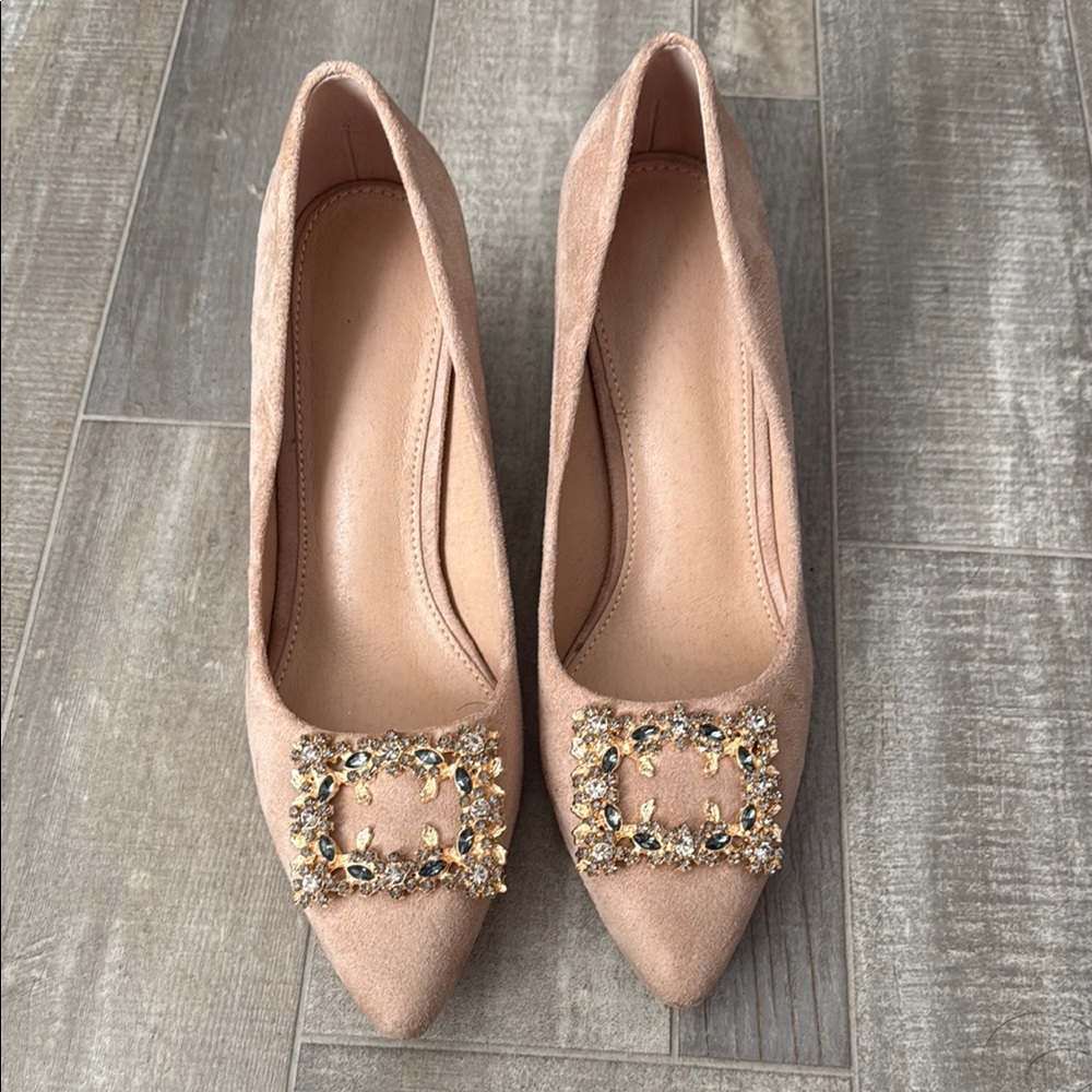 Elegant Tan Embellished Women's Shoes